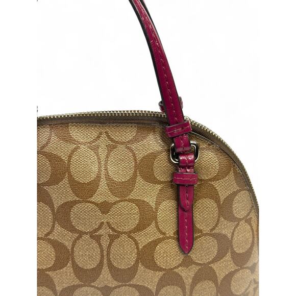 Coach Signature Dome Satchel with Magenta Patent Leather Trim - Picture 8 of 16